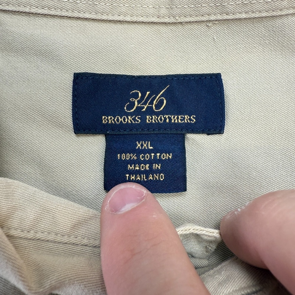 Brooks Brothers Shirt Mens 2XL Beige Khaki Twill 346 Button Down Classic Casual - Picture 5 of 8